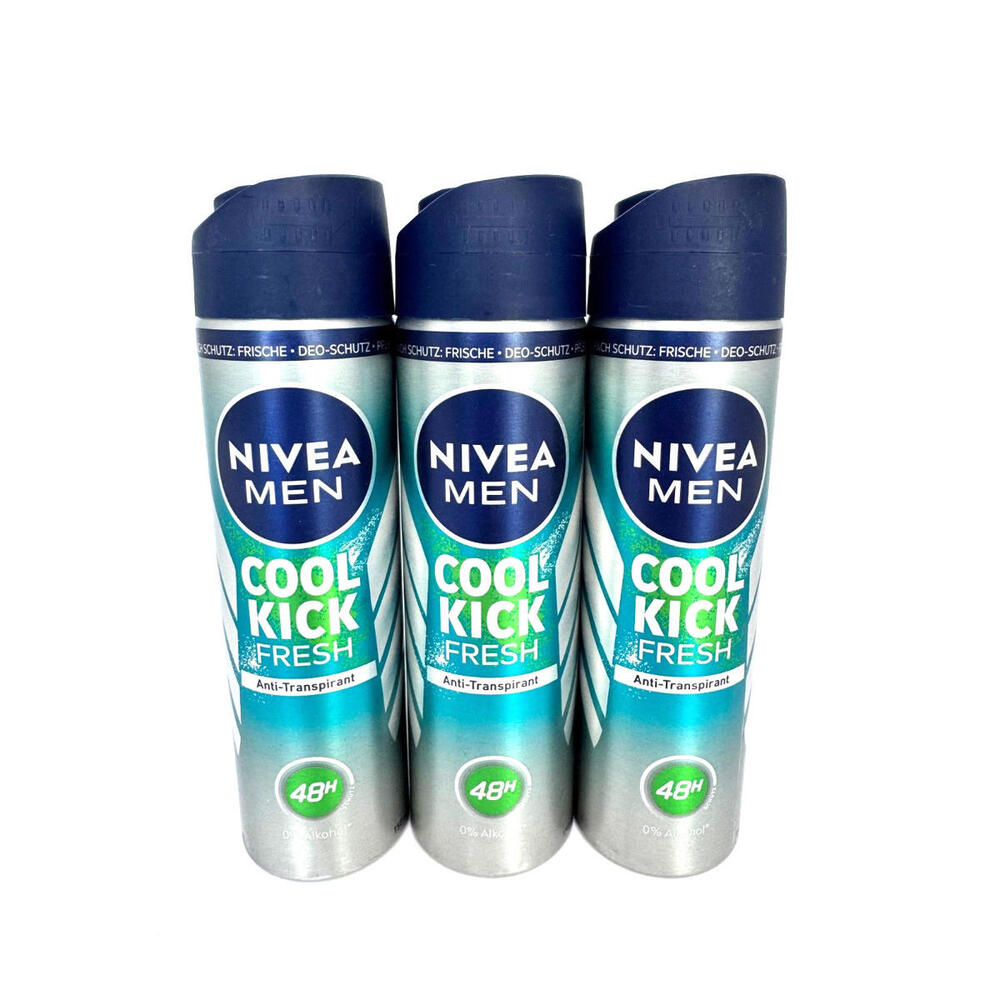 Nivea Men antiperspirant Cool Kick Fresh Spray 3 x 150ml- FREE SHIPPING